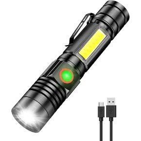 Magnetic Flashlight Rechargeable 10000 High Lumens, Super Bright Magnetic Base LED Pocket Flashlight with COB Light, Type-C, 7 Modes, Zoomable, IPX6 Waterproof Best Tactical Flashlights for Camping