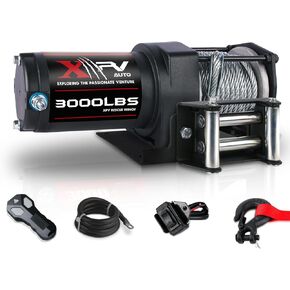 3000 lb 12V DC Electric Winch, Off Road Waterproof Winch for UTV ATV Boat with Both Wireless Handheld Remote and Corded Control Recovery Winch Synthetic Rope