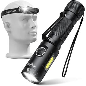 axefury Flashlight, Magnetic LED Flashlight, Tactical Flashlight,Cob worklight, 6 Modes,Dual Fuel Battery,EDC Flashlight A5 for Camping, Emergency(Not Included Battery) Gift in Kuwait