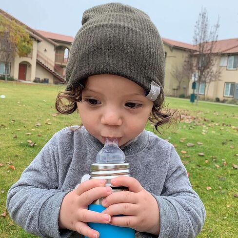 Pura Kiki 11oz/325ml Stainless Steel Sippy Cup Bottle w/Sleeve, Plastic-Free, MadeSafe Certified, Medical-Grade XL Silicone Sipper Spout Fast Flow for Kids, Toddlers, Babies & Infant - Moss in Kuwait