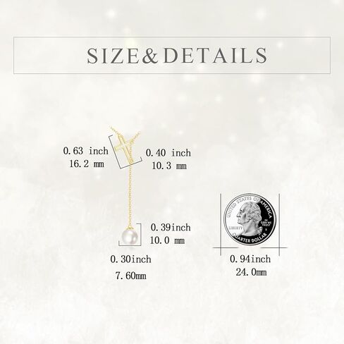 KECHO 14k Gold Pearl Y Necklace for Women Freshwater 8mm Pearl Larial Pendant Jewelry Wedding Anniversary Birthday Gifts for Her in Kuwait