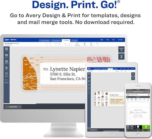 Avery Printable Shipping Labels with Sure Feed, 2" x 4", Matte Clear, 250 Blank Mailing Labels (8663) in Saudi Arabia