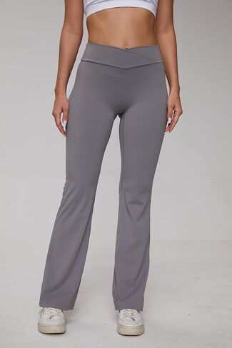 RIOJOY Flare Leggings Cargo with Pockets for Women High Waisted Yoga Leggings Tummy Control Workout Pants in Kuwait