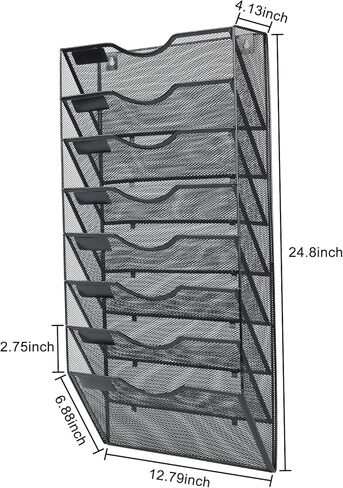 PAG Hanging Wall File Holder Mail Organizer Wall Mount Document Letter Rack, 3-Tier, Black in Kuwait