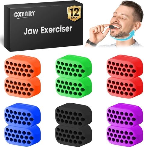 CXYARY 12PCS Jaw Exerciser for Men & Women, 6 Resistance Levels, Silicone Jawline Exerciser, Jaw Trainer Strengthener, Jawline Shaper, Jaw Line Exercise(U.S. Patent in Application Process) in Saudi Arabia