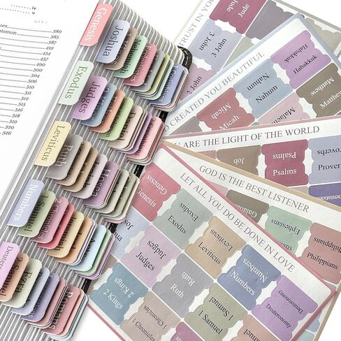 Bible Tabs for Women and Man, Bible Book Tabs, 75 Tabs, Laminated Bible Tabs, Boho/Morandi/Sunset Shades Theme Bible Study Supplies, Easy to Read and Apply Bible Index Tabs (Sunset Shades) in Kuwait