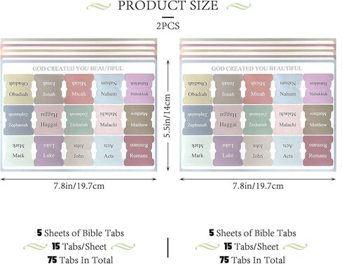 Bible Tabs for Women and Man, Bible Book Tabs, 75 Tabs, Laminated Bible Tabs, Boho/Morandi/Sunset Shades Theme Bible Study Supplies, Easy to Read and Apply Bible Index Tabs (Sunset Shades) in Kuwait
