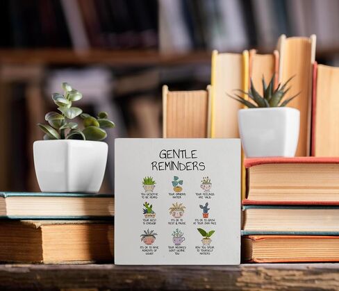 لافتة صندوق خشبي من كونليزا للصحة العقلية بعبارة What Plants Teach Us بنمط اسباني بوعاء لديكور المكتب، لافتة صندوق خشبي ريفي للعلاج والمكتب والمدرسة والإرشاد والمكتب والحائط والرف وسطح الطاولة in Kuwait