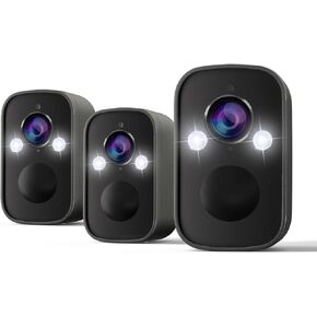 Rraycom 5MP Wireless Battery-Powered Security Camera Outdoor with Siren Alarm & Spotlight, Color Night Vision, Motion Detection, PIR Human Detection, 2-Way Talk, Cloud/SD, Compatible with Alexa 3PC