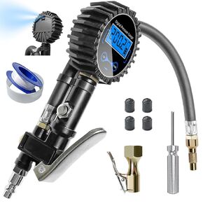SUNFATT Digital Tire Pressure Gauge,Tire Inflator with Pressure Gauge,(0-200PSI) Tire Gauge and Compressor Kit with Quick Connect Coupler and Inflator,0.1 Display Resolution,Accessories for Car,Truck.