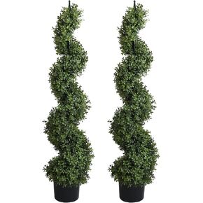 47'' Artificial Outdoor Plants Boxwood Topiary Spiral Front Porch Decor Tree Potted