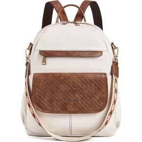 Missnine Leather Backpack Purse for Women, Anti-theft Backpack, Convertible Shoulder Bag with Secured Zippers for Travel Work, Black