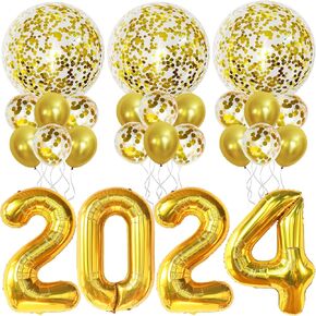 KatchOn, 40 Inch 2024 Rose Gold Balloons Set - Pack of 25 | Rose Gold Confetti Balloons | Rose Gold Balloons 2024 for New Year Decorations, Class of 2024 Rose Gold | Pink New Year Decorations 2024