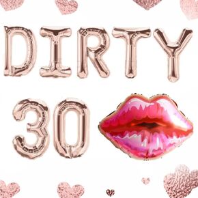 LaVenty DIRTY 30 Balloons Dirty 30 Letter Balloons 30 Balloons Red Lips Balloon Dirty 30 Banner 30th Birthday Decoration 30th Birthday Balloons