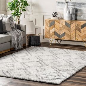 nuLOOM Iola Geometric Shag Accent Rug, 3x5, White in Kuwait