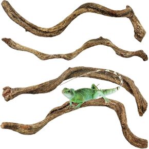 Apatal Reptile Branch Decor Snake Climbing Wood Branches Lizard Habitat Decorations Terrarium Wooden Tree Trunk Ornament for Bearded Dragon Snake Geckos Chameleon Frog Pack of 4 (M