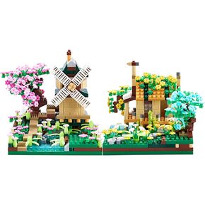 Kadablk Architecture, Japanese Sakura Tree Class Train Station Cherry Blossom Tree Building Block Model Kit 3668PCS for Adults & Kids, Classical Building Micro Blocks Set,Mini DIY Assembly Toys…