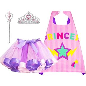 D.Q.Z Superhero-Cape Costume with Tutu Dress, Big Sisters Gifts for Girls Princess Role Play Birthday Christmas