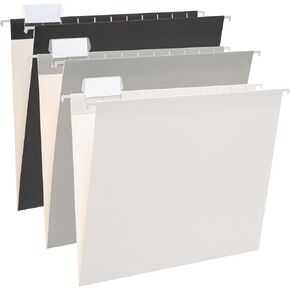 Y YOMA 6 Pack Gradient Hanging File Folders Letter Size Decorative Hanging Folder Pretty File Folder Organizer for Filing Cabinet Office Home with 1/5-Cut Adjustable Tabs, Ash Grey