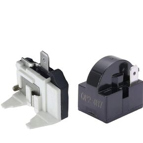 1Pcs QP2-4R7 1Pin 4.7 Ohm PTC Refrigerator Starter/Start Relay for Vissani Danby Compressor Relay and 1Pcs Refrigerator Overload Protector 1/2HP（2 Pieces in Total)