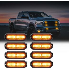 Amber led strobe lights for trucks 8pcs 12-LED Surface Mount Flashing Strobe Lights kit for Trucks Car Vehicles LED Mini Grille Grill Strobe Light Head Emergency Hazard Warning lights