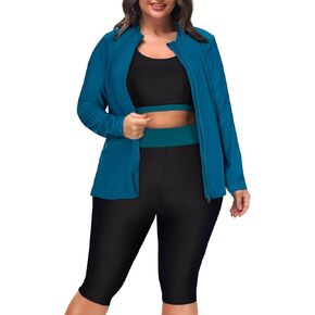 Hanna Nikole Women 3 Pieces Plus Size Rash Guard Swimwear Sun Protection Surfing Bathing Suits Long Sleeve Swimsuits