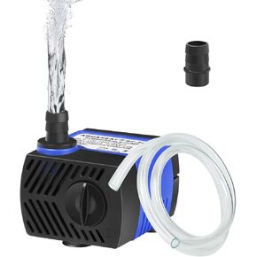AQUANEAT Fountain Pump, 480 GPH Submersible Water Pump with 5 ft Tubing, for Aquarium Fish Tank, Water Table, Waterfall, Hydroponics