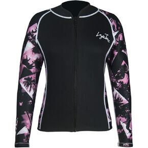 LayaTone Wetsuit Top Women 3mm Neoprene Wetsuit Jacket, Optional Neoprene/Lycra Sleeves Wetsuit Tops for Swimming Diving Surfing Canoeing