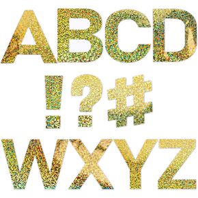 Whaline 232Pcs Gold Glitter Bulletin Board Letter Stickers 2.5 Inch Alphabet Letter Decals Self-Adhesive Capital Letter Symbol Label Large Stickers for Bulletin Board Classroom Posters Decor 24 Sheets