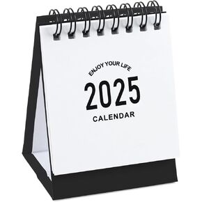 Mini Desk Calendar 2024-2025 - July 2024 until Dec 2025 Small Desktop Calendar Mini Daily Schedule Thick Paper Twin-Wire Binding with Stickers for Home Office School (Black-white) in Kuwait