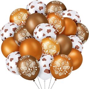 60 Pcs Cowgirl Balloons Bandana Western Cowgirl Party Decorations Cowboy Party Balloons Cow Animal Print Balloons for Baby Shower Birthday Cowgirl Party Supplies, 12 Inch