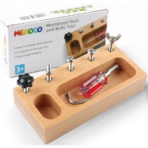 MEROCO Montessori Screw Driver Board for Kids Montessori Materials Basic Skills Educational Learning Toys for 3 4 5 Year Old Kids Toddlers Sensory Montessori Toy Preschool Classroom Fine Motor Skills