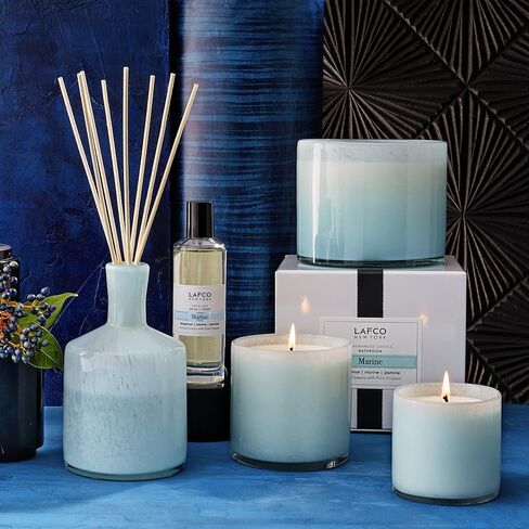 LAFCO New York Reed Diffuser Refill, Sea & Dune - 8.4 oz - Up to 4-Month Fragrance Life - Includes Natural Wood Reeds - Free of Dyes & Propellants - Made in The USA in Kuwait