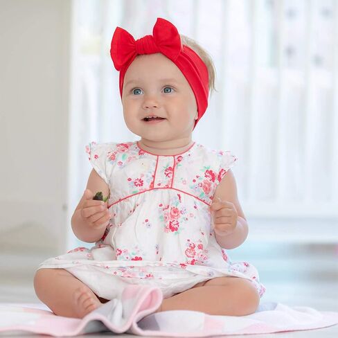 BABYGIZ Baby Girl Headbands-Infant,Toddler Cotton Handmade Hairbands with Bows Child Hair Accessories (Black, Gray, White, 3) in Kuwait