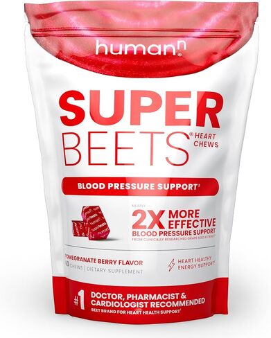 humanN SuperBeets Heart Chews Advanced - 3-in-1 Formula with Beetroot, Grape Seed Extract, & CoQ10, 60 Count in Kuwait