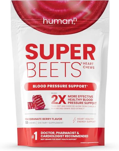humanN SuperBeets Heart Chews Advanced - 3-in-1 Formula with Beetroot, Grape Seed Extract, & CoQ10, 60 Count in Kuwait