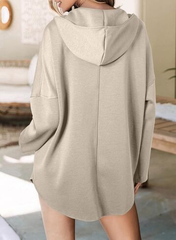 EVALESS Women's Oversized Hoodies Casual Long Sleeve Half Zipper Pocket Sweatshirt Pullover Tops in Saudi Arabia