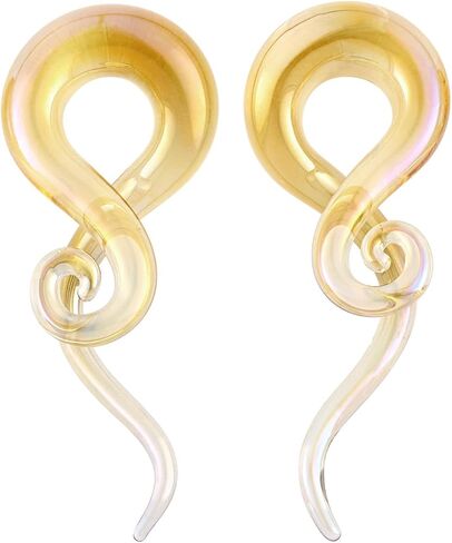 Stuppendux Ear Glass Spiral Tapers Plugs Tunnels Expander Hanger Gauges Earrings Stretching Body Piercings Jewelry Gauges 4G-1/2'' 5MM-12MM in Kuwait
