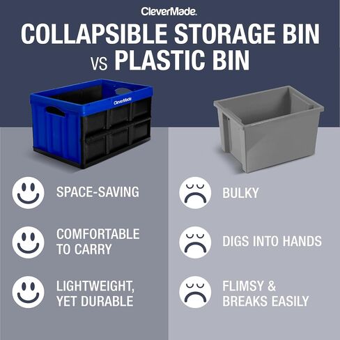 CleverMade Collapsible Utility Crate, Royal Blue, 3PK - 45L (11 Gal) Collapsible Storage Bins & Collapsible Storage Bin, Royal Blue, 3PK - 62L (16 Gal) Stackable Storage Containers in Saudi Arabia