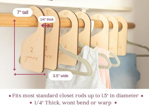 Heart and Home Designs - Modern Double-Sided Baby Closet Dividers, Nursery Closet Organizers – Set of 7 Durable Baby Closet Size Dividers - Size Newborn to 24 Months in Kuwait