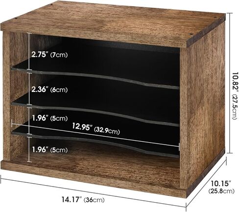 J JACKCUBE DESIGN Rustic Wood Desk Organizer 4 Compartment Paper File Holder for Home and Office, Document Storage, File sorter, Mail and Letter Tray- MK560A in Saudi Arabia