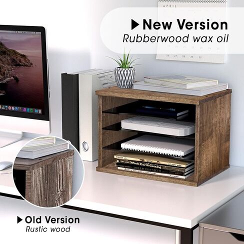 J JACKCUBE DESIGN Rustic Wood Desk Organizer 4 Compartment Paper File Holder for Home and Office, Document Storage, File sorter, Mail and Letter Tray- MK560A in Saudi Arabia