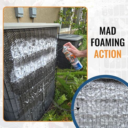 Crazy Foam AC Coil Cleaner for AC Unit Foaming - HVAC Condenser Coil Cleaner - Evaporator No Rinse or Rinse with Water, Heating & Refrigeration - Break down Grease Oil Dust Dirt (1) in Saudi Arabia