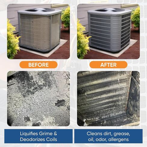 Crazy Foam AC Coil Cleaner for AC Unit Foaming - HVAC Condenser Coil Cleaner - Evaporator No Rinse or Rinse with Water, Heating & Refrigeration - Break down Grease Oil Dust Dirt (1) in Saudi Arabia