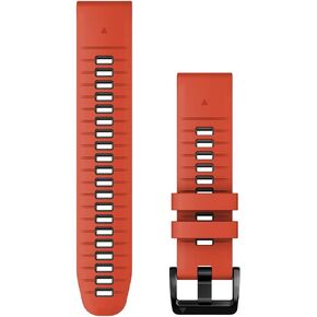 Garmin QuickFit 22 mm Watch Band - Black/Flame Red Silicone Band