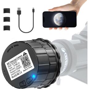 WiFi Telescope Eyepiece Camera for Astronomy - 4MP Electronic Eyepiece Camera for Astrophotography, Planetary and Bird Watching, Fits 25mm-50mm Optical Telescopes and Microscopes