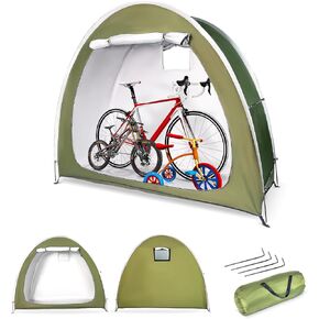 Outdoor Bike Tent, Green Bike Storage Tent for 3-4 Bikes, Waterproof Storage Tent with Window and Carry Bag