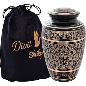 Divit Shilp Cremation Urn for Human Ashes with Satin Bag, for Adults up to 200 lbs | Large Handcrafted Funeral Urns (Blue Angel Wings, Adult) in Kuwait