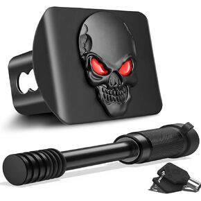 Heavy American Flag Metal Trailer Hitch Cover for 2 Inch Receivers (with 5/8-inch Pin Diameter Trailer Hitch Lock,Black)