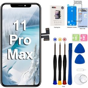 EFAITHFIX for iPhone 11 Pro Max LCD Screen Replacement 6.5 Inch Assembly Display 3D Touch Screen Digitizer with Repair Tools Kit Waterproof Adhesive Tempered Glass Protector for A2161, A2220, A2218